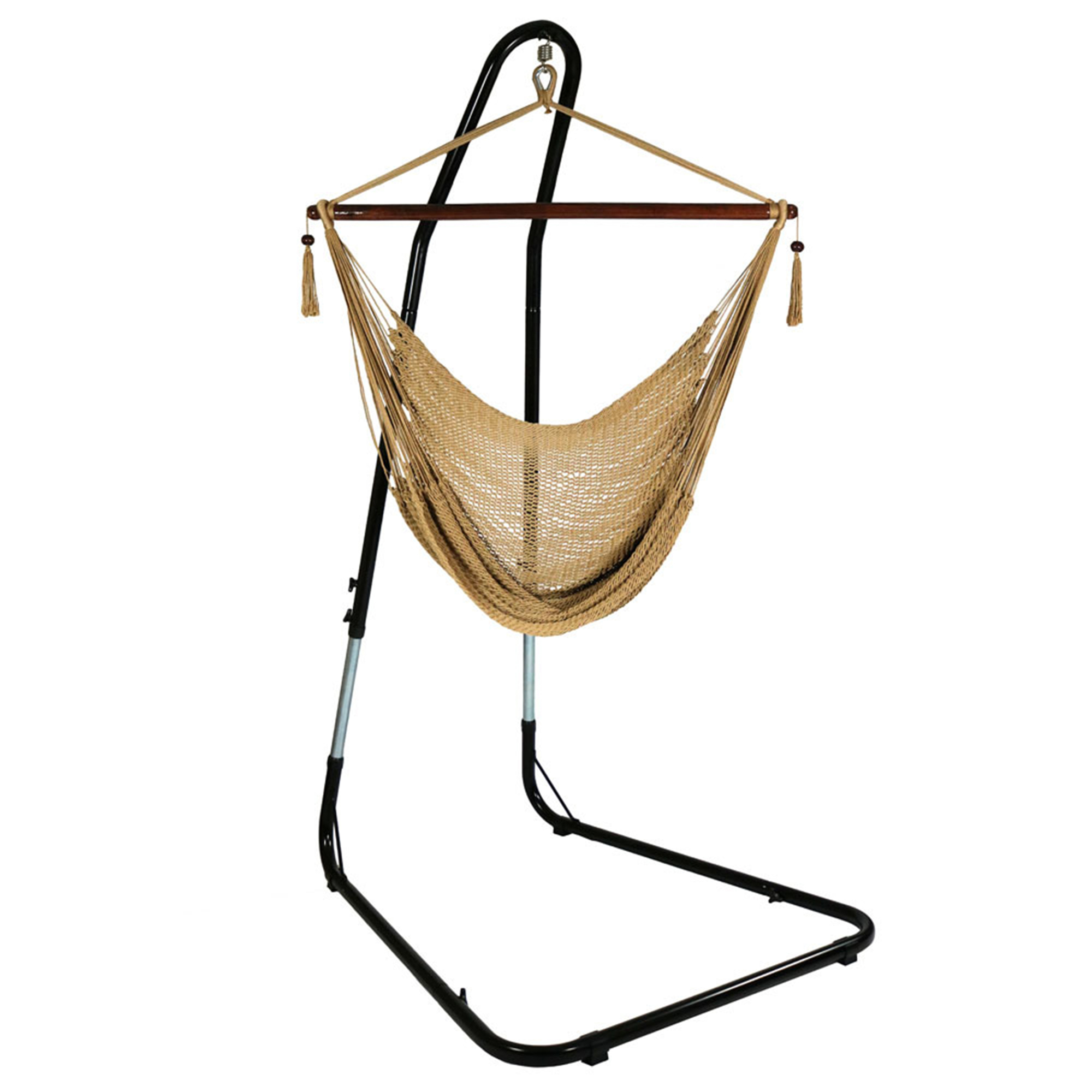 Sunnydaze Decor, Caribbean XL Hammock with Adjustable Stand - Tan, Color Brown, Capacity 300 lb, Material Polyester, Model# CHC-TN-COMBO